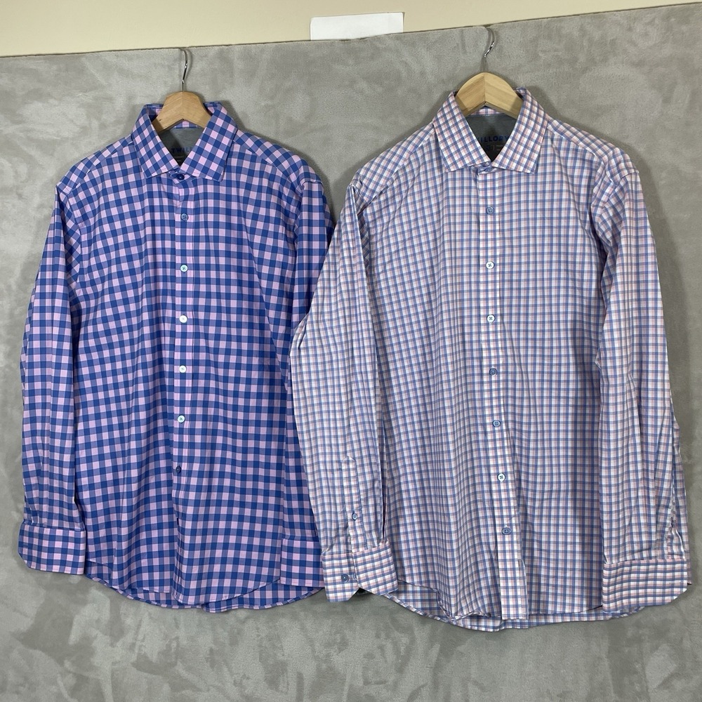 BUNDLE 2 SHIRTS Twillory 16.5 34-35 Mens Tailored Fit Performance Fabric Plaid